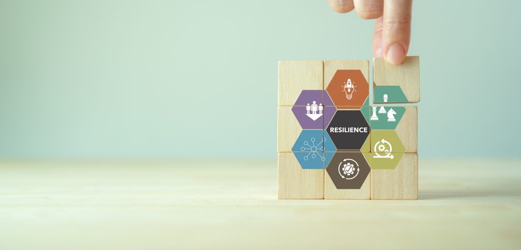 Resilience business for sustainable and inclusive growth concept. The ability to deal with adversity, continously adapt and accelerate disruptions, crises. Build resillience in organization concept.