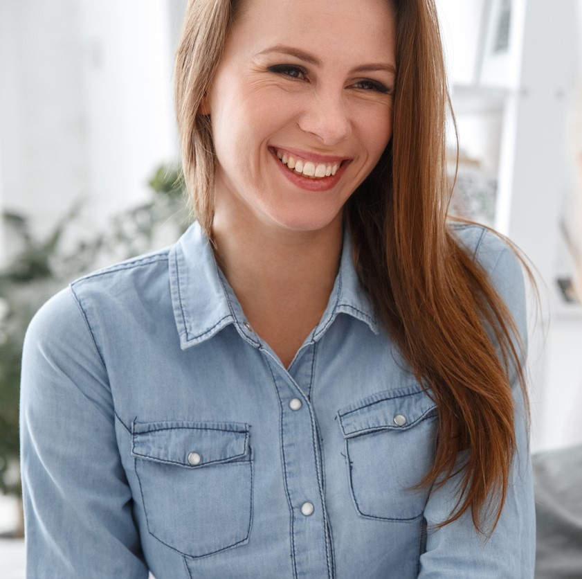 young woman smiling during a mental training session